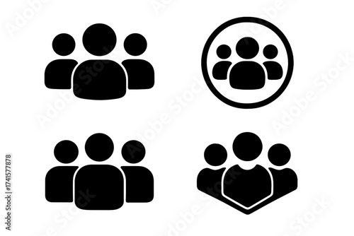 Set of group of people icons. Teamwork, business team, community, and user group symbol collection for web and apps. Leadership and social network concept vector illustration.