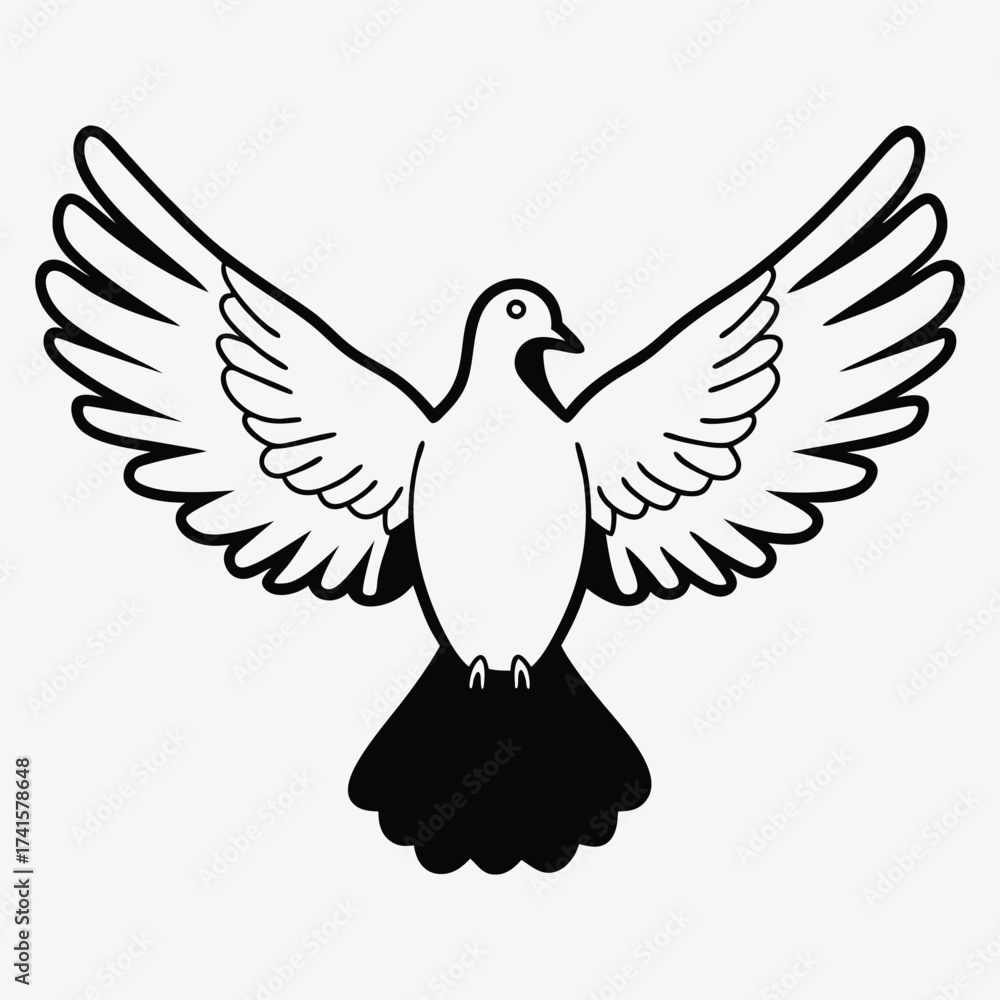 Obraz premium Pigeon line art White background illustration Generative Ai 
