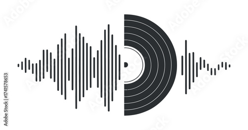 Vinyl Record Sound Waves Graphic Audio Entertainment Production