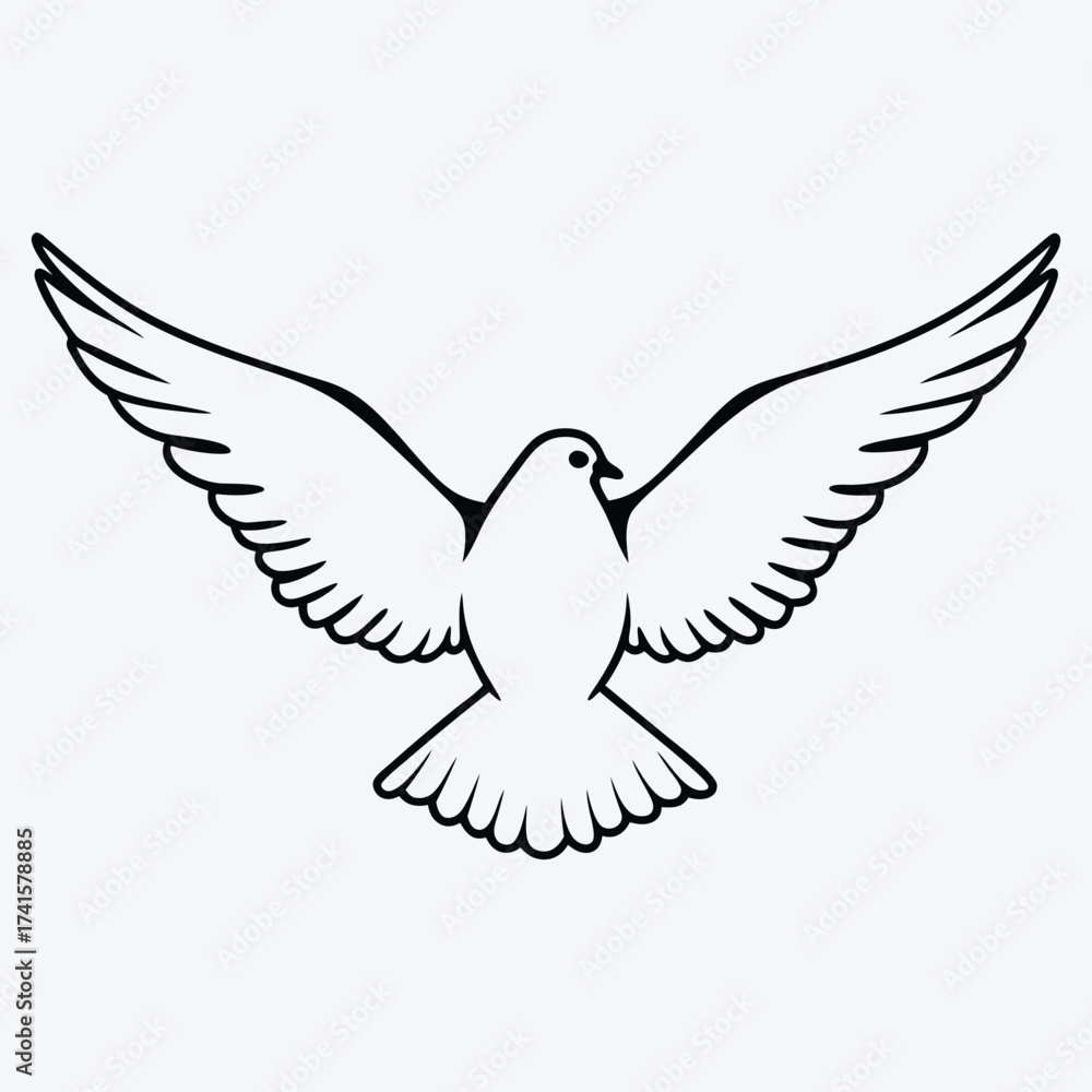 Fototapeta premium Pigeon line art White background illustration Generative Ai 