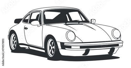 Vintage German Sport Coupe Vector Illustration Design