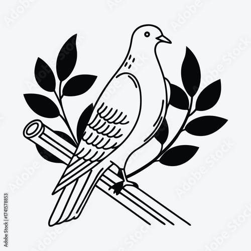 Pigeon line art White background illustration Generative Ai
