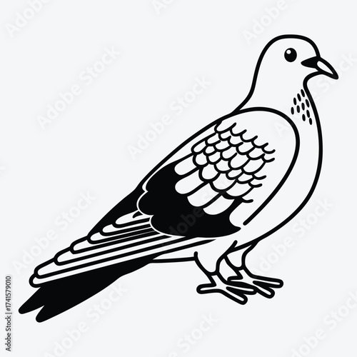 Pigeon line art White background illustration Generative Ai
