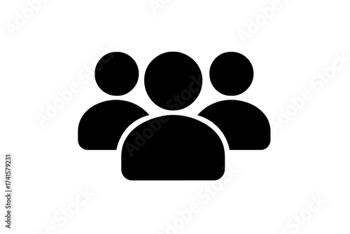 Black User Group Icon Vector Illustration with Transparent Background, Minimalist People Silhouette, Social Network Concept, Teamwork and Community Symbol, Simple User Avatars Set