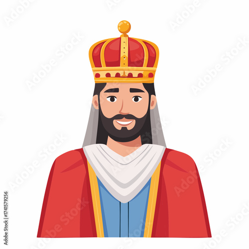 King portrait with crown and regal attire
