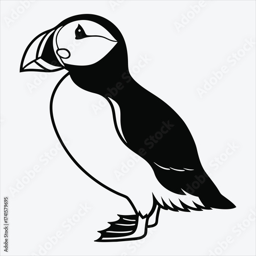 Puffin line art White background illustration Generative Ai