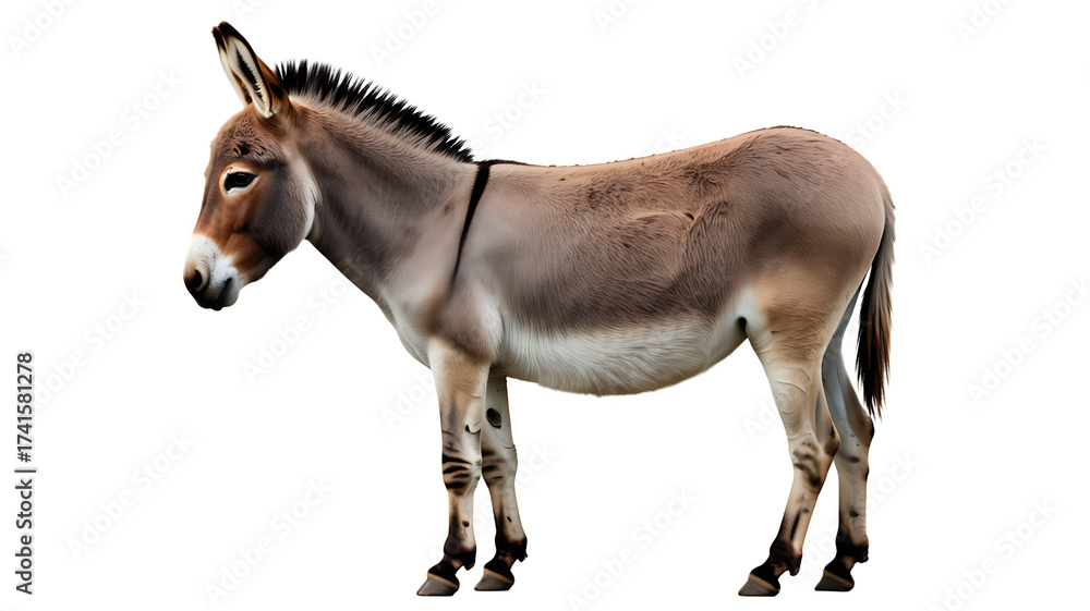 Obraz premium Realistic Side View of a Donkey with Detailed Features and Fur Texture