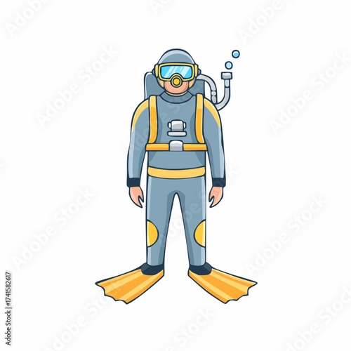 Scuba diver character with transparent background