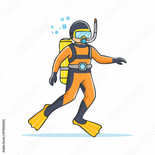 Scuba diver with transparent background