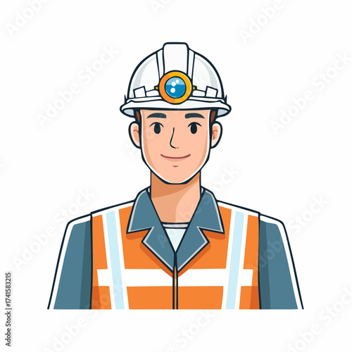 Construction worker with hard hat and safety vest