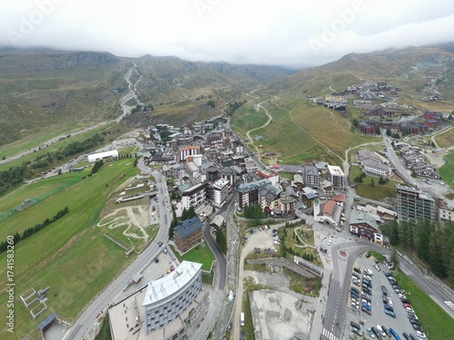Aerial view of Breuil-Cervinia, Valtournenche, Aosta Valley, Italy