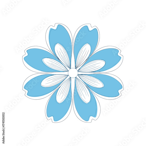 Delicate light blue flower with white accents for spring designs, adding a touch of whimsy and elegance to your creative projects easily now