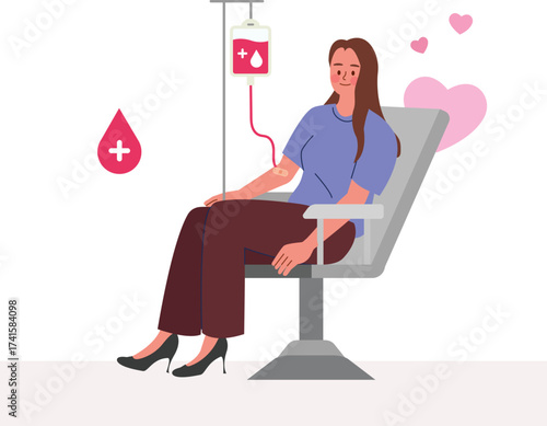 Blood Donation Process Woman Donating Blood