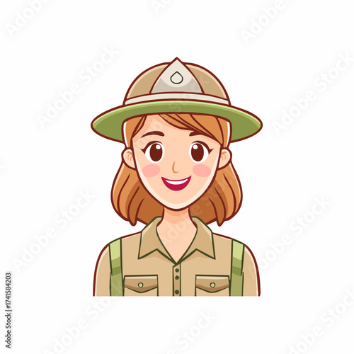 Female park ranger smiling with transparent background