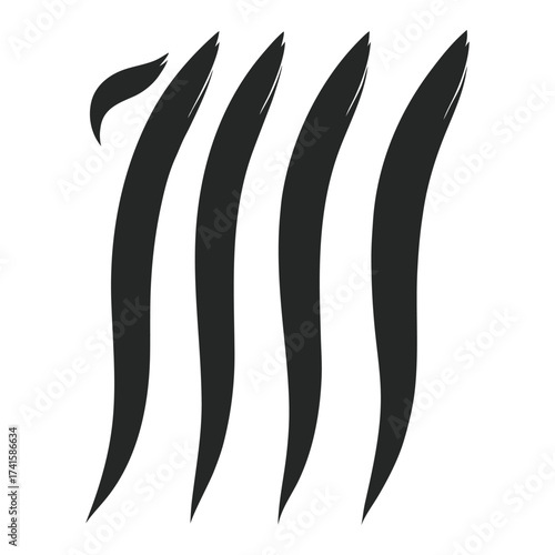Abstract brush stroke numbers one on white background, Hand-drawn, brushstroke style number 7 in black ink on a white background, evoking a sense of artistic expression and uniqueness.