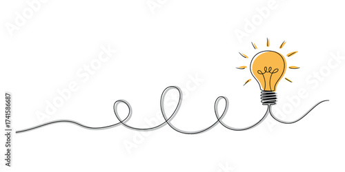 Lightbulb Idea Symbol with Swirling Line
