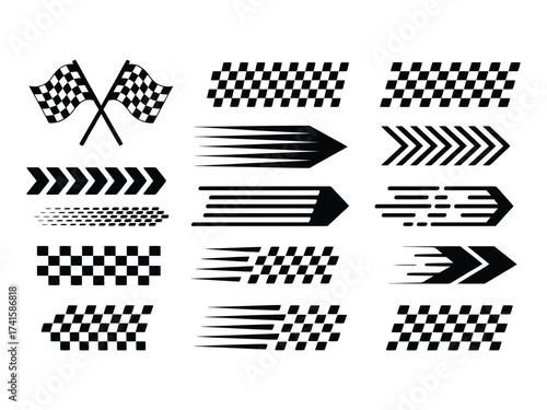 Racing Flags and Speed Graphics Collection