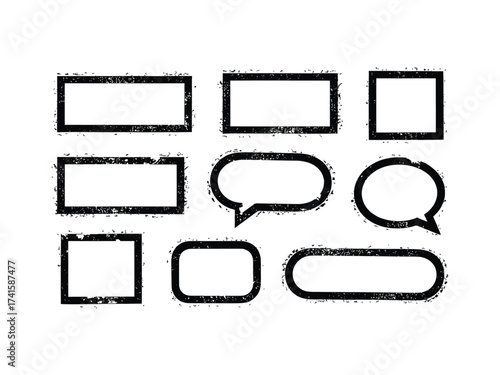 Collection of Grunge Speech Bubbles and Frames