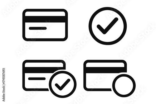 Credit card accepted icon sign set. Vector illustration collection of payment method symbols. E-commerce and transaction concept for online store, retail, and business.