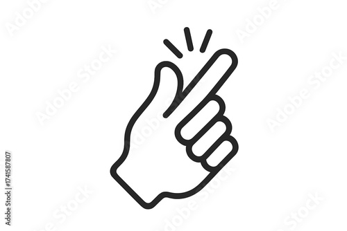 Easy snap finger gesture icon. Simple line art symbol. Quick success concept. Magic click hand sign. Effortless solution. Okay signal. That's it. Vector illustration.