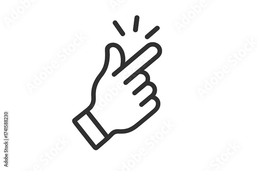 Easy finger snap icon vector. Simple hand gesture for success and quick ideas. Line art symbol of a magic click. Effortless and instant solution concept illustration.