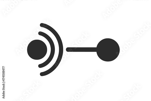 Signal transmission icon for communication and data transfer. Vector concept of wireless connection, broadcasting, and network technology. Point to point information flow.