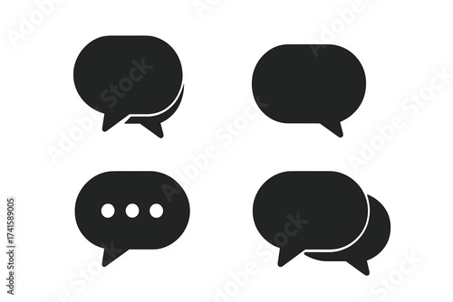 Message bubble icon set, chat and communication symbols, vector illustration with transparent background, ordered conversation bubbles, minimalistic design for messaging apps and social media