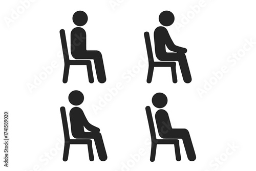 Pedestrian walk sign icon set, person crossing silhouette on zebra crossing vector illustration, isolated on white background, safety and traffic symbols