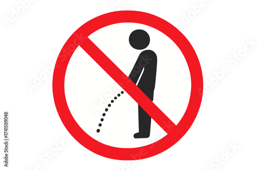 No Peeing Sign Vector Illustration, Man Prohibited from Urinating Icon with Transparent Background, No Public Urination Symbol, Clean City Concept, Warning Graphic
