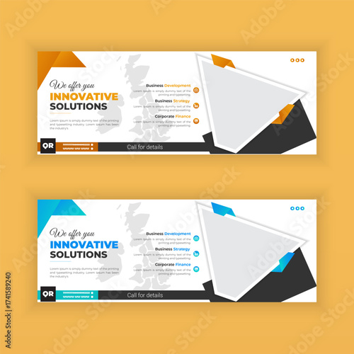 Business facebook cover, Corporate social media post template design, banner post