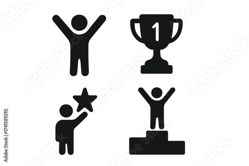 Planning strategy process icons set, vector illustration with transparent background, including stepwise ordered design for business workflow, management, and success