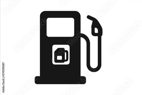 Gasoline pump vector icon. Fuel station symbol. Petrol pump silhouette. Car refuel service sign. Automobile energy concept. Diesel nozzle isolated illustration for transport.