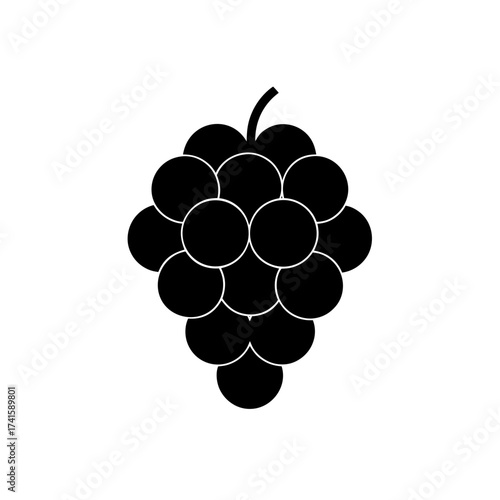 Silhouette of a bunch of grapes image art on transparent background