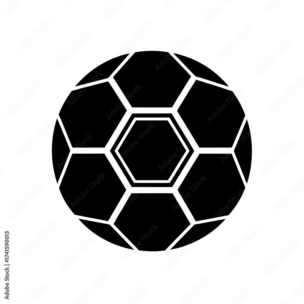 Fototapeta premium Black and white soccer ball simple design on transparent background silhouette