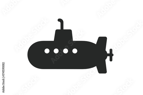 Military submarine ship icon vector, vector illustration of underwater naval vessel silhouette with transparent background, ordered set design, digital graphic
