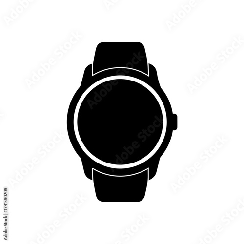 Illustration of a black smart watch icon on transparent background