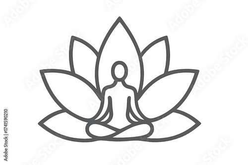 Lotus flower logo icon set. Collection of elegant line art symbols for yoga, spa, wellness, and meditation. Abstract floral vector sign for beauty salon harmony branding.