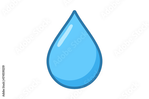 Clean water drop icon graphic. Blue water droplet vector illustration with transparent background. Fresh clear water symbol. Liquid shape, hydration, purity concept. Natural water element.