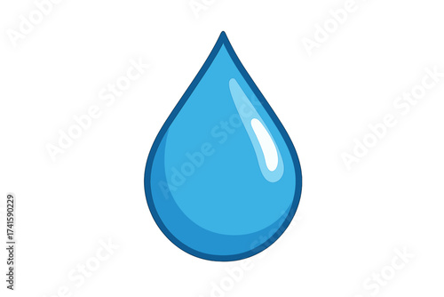 Clean water drop icon graphic, blue water droplet vector illustration with transparent background, fresh clear liquid symbol, liquid moisture, hydration, purity, nature