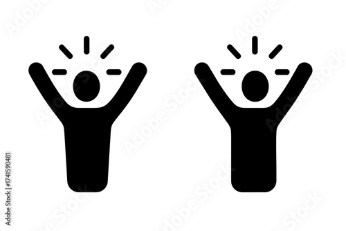 Headache and stress icon. Panic, anxiety, and burnout symbol. Mental health crisis pictogram. Overwhelmed person. Excitement, success, and celebration vector concept.