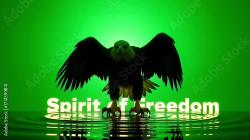 Majestic eagle with outstretched wings embodies the powerful spirit of freedom.