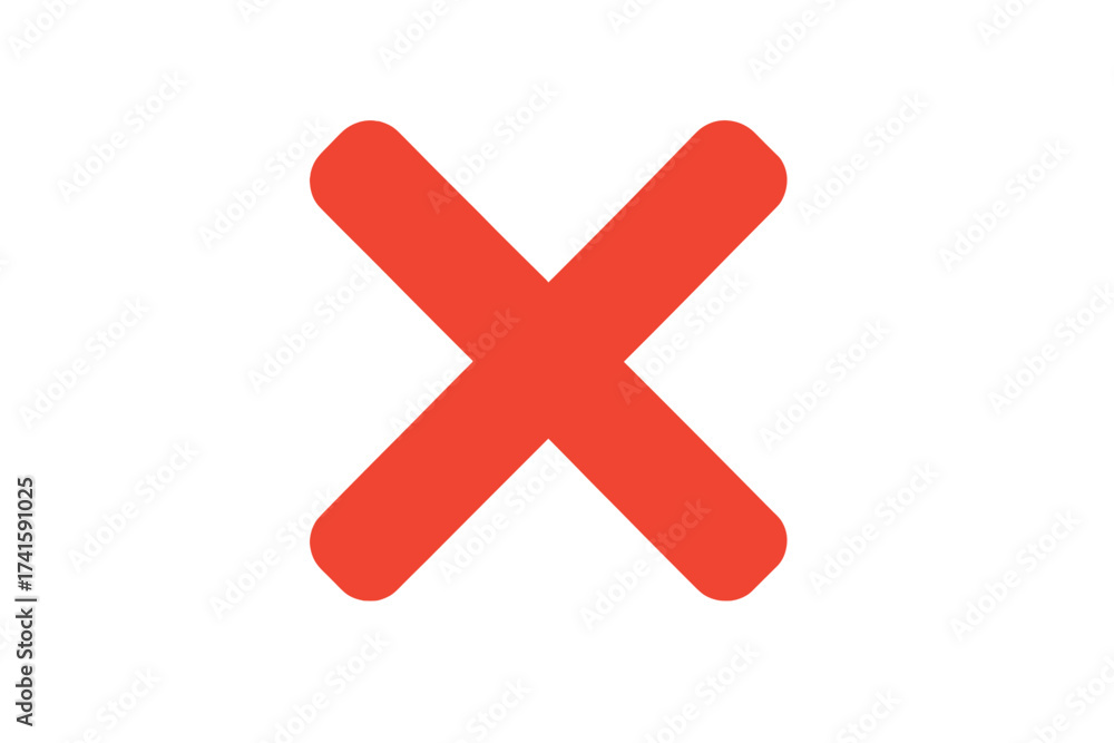 Fototapeta premium Red cross mark X symbol. Delete, remove, wrong choice icon. Vector no sign. Incorrect, cancel, close, decline web button. Error, failure, rejection, forbidden concept.