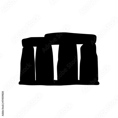 Silhouette of stonehenge ancient monument on transparent background