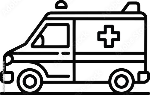 Ambulance vehicle outline icon on white background