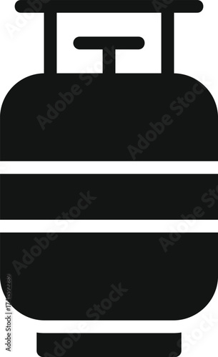Simple black silhouette icon of a propane gas cylinder tank with horizontal bands and a top valve