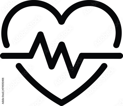 Heartbeat Line in Heart Icon pulse cardiogram