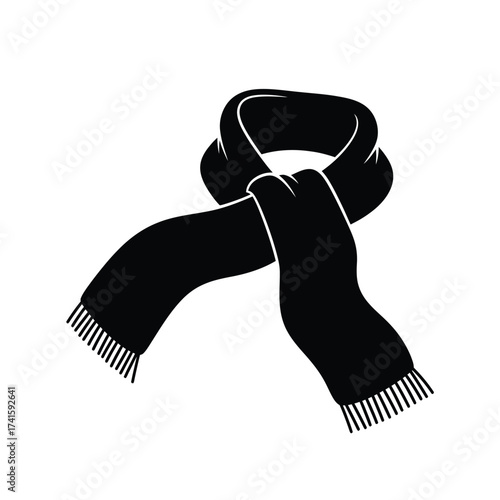 Christmas Opening Silhouette Festive Winter Scarf - Black Outline Illustration for Holiday Designs (38)
