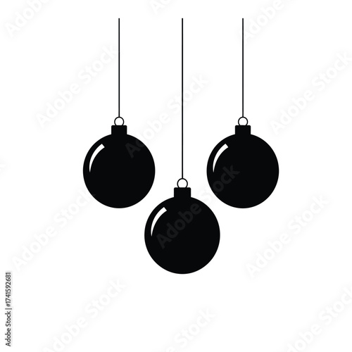 Elegant Christmas Opening Silhouette Design Featuring Three Hanging Festive Ornaments, Ideal for Holiday Season Celebrations and Creative Projects