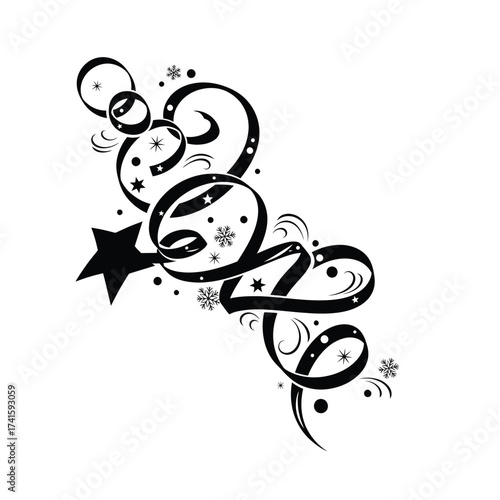 Christmas Opening Silhouette - Festive Star and Swirls Design for the Holiday Season