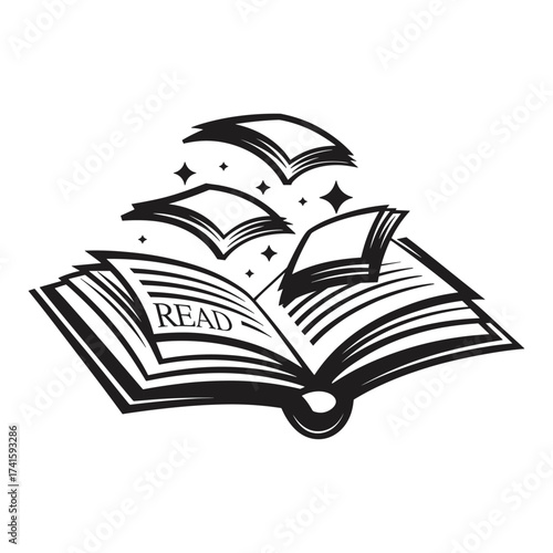 Magic Book With Sparkling Light Effects Isolated On White Background